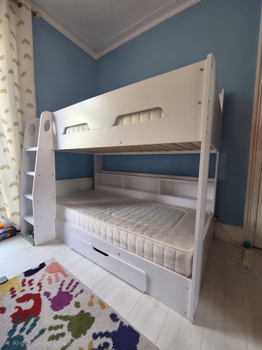 White bunk bed - bed, with
