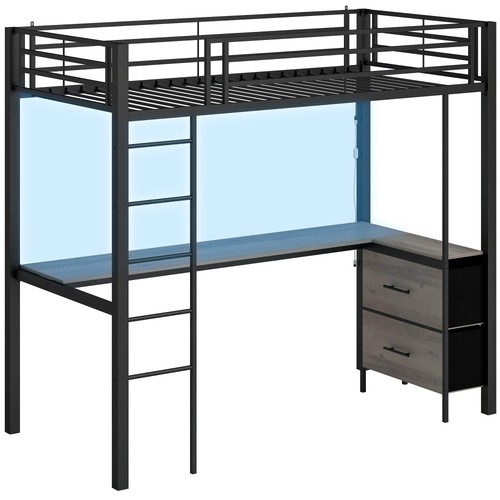Metal bunk bed with desk - bed, high