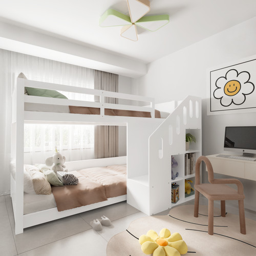 White childrens bunk bed 3ft - white,