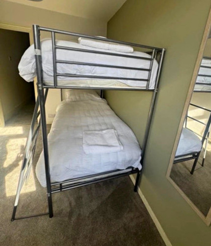 Grey metal single bunk bed - grey,