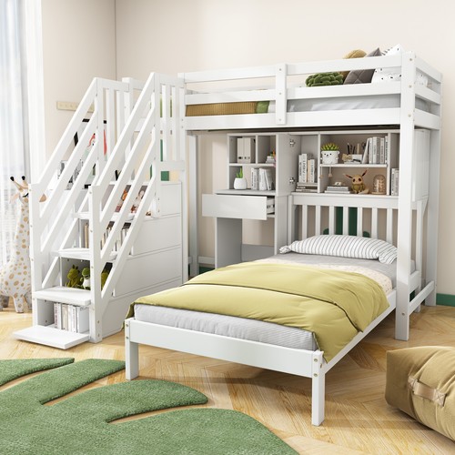 Bunk bed with stairs desk - bunk,