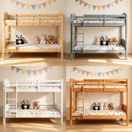 Wooden bunk bed kids childrens - wooden,