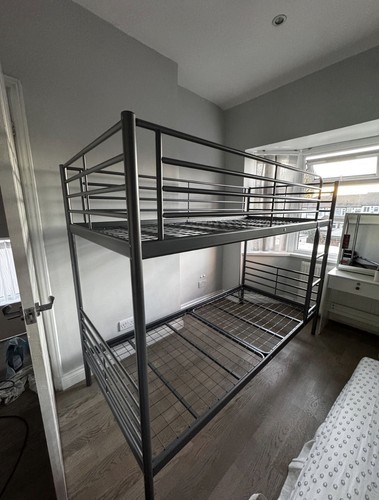 Grey metal bunk - bunk, bed