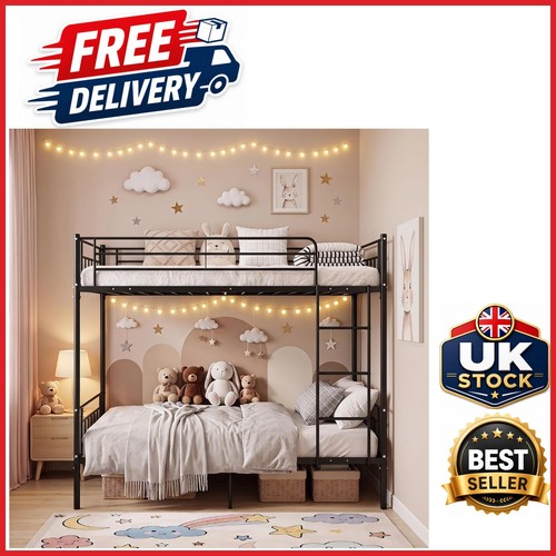 Sturdy black metal bunk bed - metal,