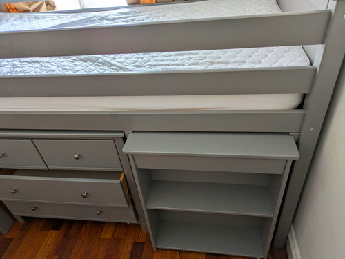 Grey single wooden - grey, bed