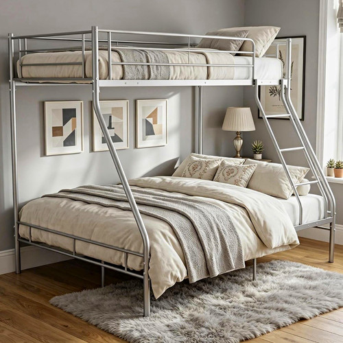 Silver metal triple bunk - triple, bed
