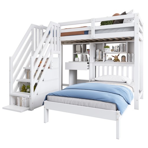 Bunk bed with stairs - bed,