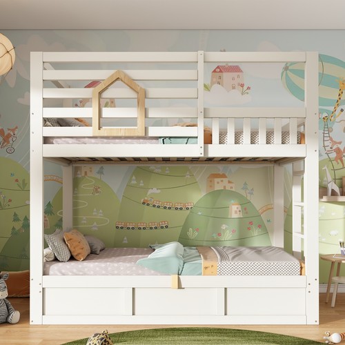 Wooden bunk bed - wooden, single