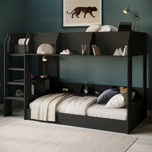 Black bunk bed with storage - black,