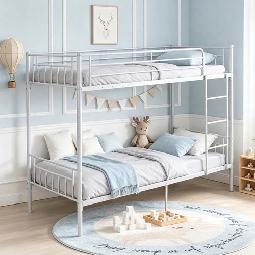 Classic white metal bunk - classic, bed