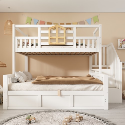 Wooden double kids bunk bed - wooden,