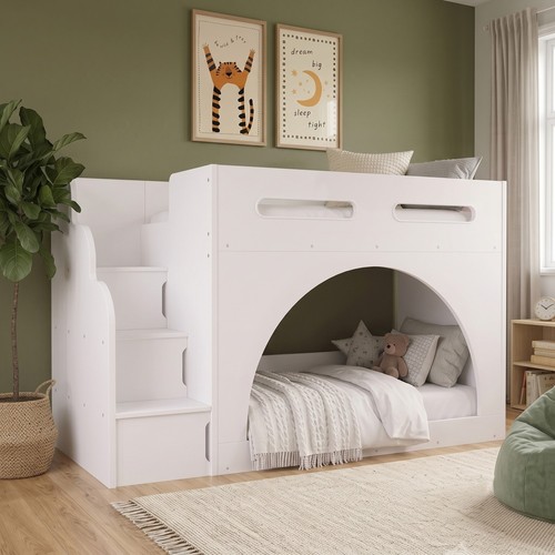 White bunk bed - bed, with