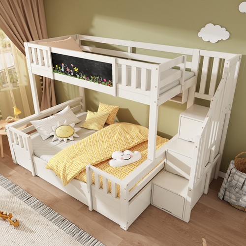 White wooden bunk bed - bunk,