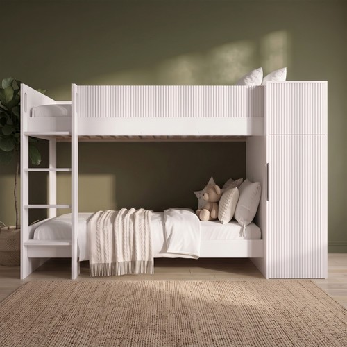 White ribbed bunk bed with - white,