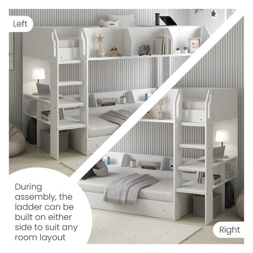 White bunk bed with storage - bed,