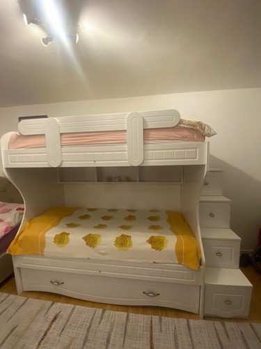 White wooden bunk - wooden, with
